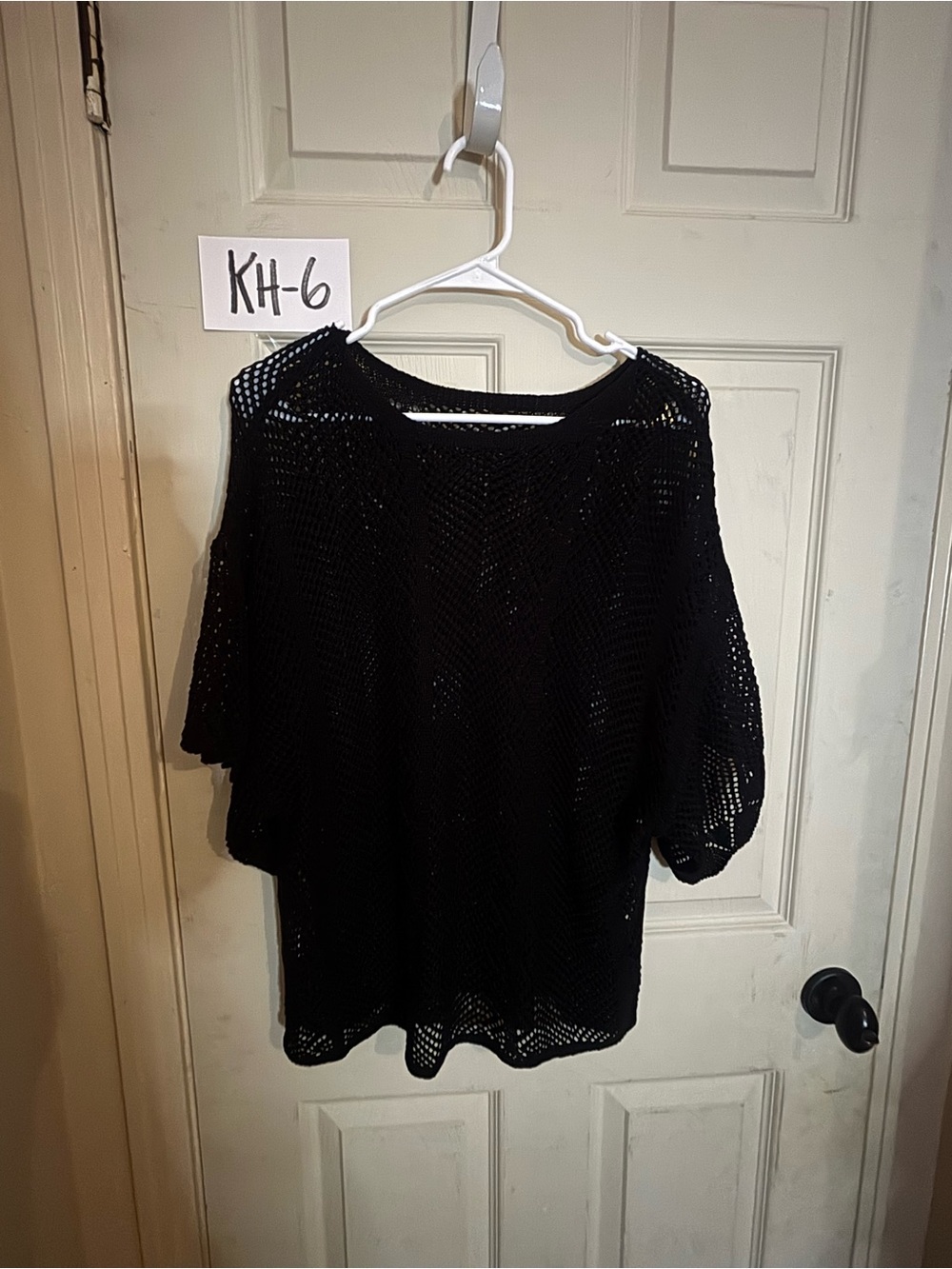 Black Open-Knit Pullover Sweater